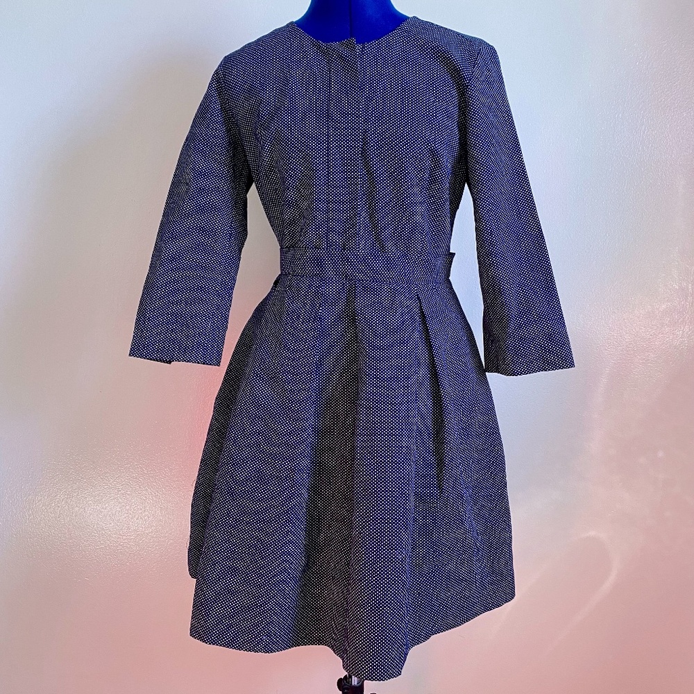 Gap Navy Printed Fit & Flare Dress - Size: 6